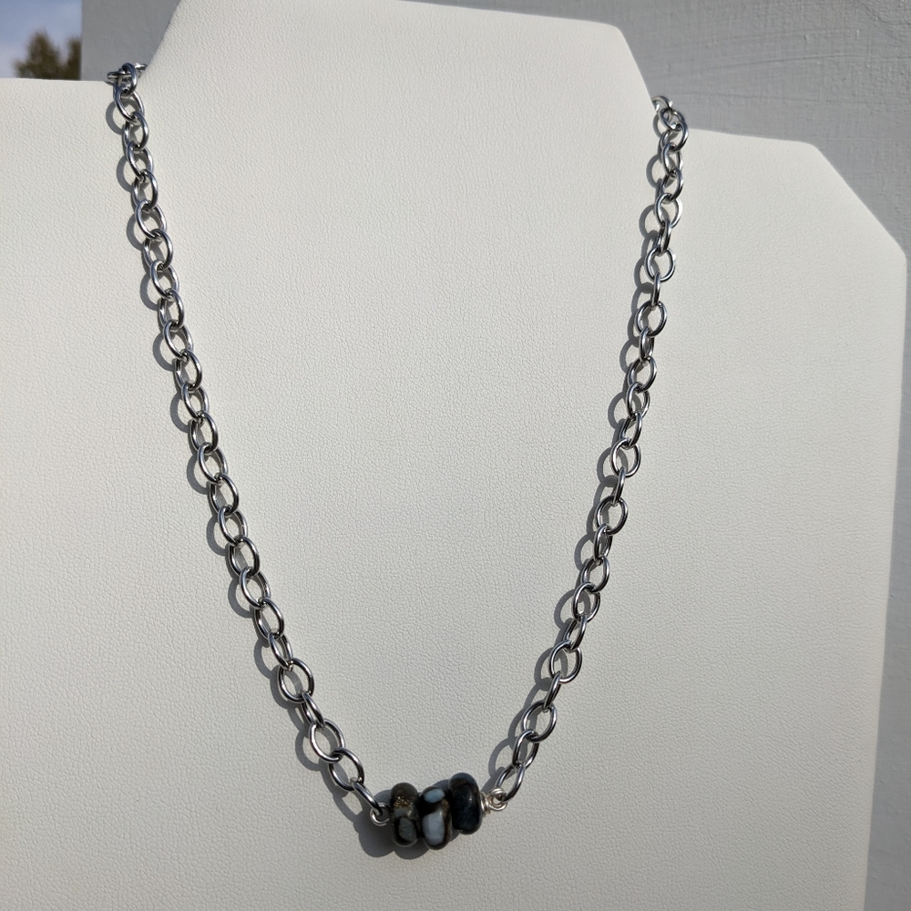 Jasper Stainless Steel Silver Chain Necklace Handmade Crystals Grounding Unisex - Picture 5 of 13